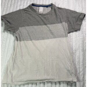 Denim & Flower Ricky Singh Colorblock White Gray Pinstripe T-Shirt Men's Large